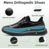 OrthoComfoot Men’s Orthopedic Leather Dress Walking Shoes: Comfortable Plantar Fasciitis Fashion Sneakers with Arch Support, Casual Orthotic Business Work Shoes for Foot and Heel Pain Relief(W1-black)
