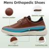 OrthoComfoot Men’s Orthopedic Leather Dress Walking Shoes: Comfortable Plantar Fasciitis Fashion Sneakers with Arch Support, Casual Orthotic Business Work Shoes for Foot and Heel Pain Relief(W2-brown)