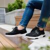 OrthoComfoot Men’s Orthopedic Walking Shoes with Arch Support: Casual Plantar Fasciitis Slip-On Loafers for Flat Feet, Orthotic Adjustable Fashion Sneakers for Foot and Heel Pain(W1-black)