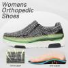OrthoComfoot Women’s Orthopedic Comfortable Walking Shoes, Casual Arch Support Slip-On Shoes for Plantar Fasciitis, Breathable Orthotic Loafers for Foot and Heel Pain Relief(W6-grey/Black)