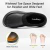 OrthoComfoot Women’s Orthopedic Wide Winter Slippers for Diabetic: Comfortable Arch Support Flat Feet Plantar Fasciitis Leather Dress Shoes, Cushion Casual Warm Orthotic Foot Heel Pain Walking Shoes(K1-black)