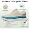 Women’s Orthopedic Fashion Sneakers with Arch Support: Comfortable Cushion Flat Feet Shoes for Plantar Fasciitis, Orthotic Supportive Casual Thick Sole Sneakers for Ankle and Foot Pain Relief(W6-beige/Brown)