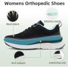 Women’s Orthopedic Fashion Sneakers with Arch Support: Comfortable Cushion Flat Feet Shoes for Plantar Fasciitis, Orthotic Supportive Casual Thick Sole Sneakers for Ankle and Foot Pain Relief(W5-black Mint)