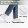Women’s Orthopedic Leather Dress Walking Shoes: Casual Sneakers with Arch Support for Plantar Fasciitis, Comfortable Supportive Shoes with Orthotic Insoles for Foot and Heel Pain(W1-white)