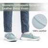 Women’s Orthopedic Leather Dress Walking Shoes: Casual Sneakers with Arch Support for Plantar Fasciitis, Comfortable Supportive Shoes with Orthotic Insoles for Foot and Heel Pain(W2-mint)