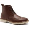 Men’s Orthopedic Leather Chukka Boots: Comfortable Arch Support Plantar Fasciitis Tuxedo Business Dress Oxfords, Flat Feet Orthotics Casual Walking Mid Top Ankle Boots for Foot and Heel Pain Relief(W2-dark Brown)