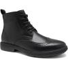 Men’s Orthopedic Leather Chukka Boots: Comfortable Arch Support Plantar Fasciitis Tuxedo Business Dress Oxfords, Flat Feet Orthotics Casual Walking Mid Top Ankle Boots for Foot and Heel Pain Relief(W1-black)