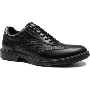 Men’s Orthopedic Business Dress Walking Shoes – Comfortable Arch Support Plantar Fasciitis Leather Wingtip Formal Oxford – Flat Feet Casual Cap Toe Tuxedo Patent Sneakers for Foot Heel Pain Relief(W1-black)