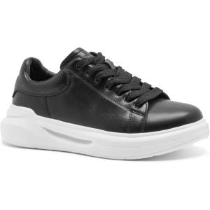 Men’s Orthopedic Leather Dress Fashion Sneakers: Comfortable Arch Support Leather Oxfords for Plantar Fasciitis, Orthotic Flat Feet Casual Walking Shoes for Foot and Heel Pain Relief(W1-black)