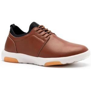 OrthoComfoot Men’s Orthopedic Leather Dress Walking Shoes: Comfortable Plantar Fasciitis Fashion Sneakers with Arch Support, Casual Orthotic Business Work Shoes for Foot and Heel Pain Relief(W2-brown)