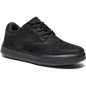 OrthoComfoot Men’s Orthopedic Leather Dress Walking Shoes: Comfortable Plantar Fasciitis Oxford with Arch Support, Flat Feet Casual Business Work Shoes for Foot and Heel Pain Relief(W1-black)