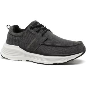 OrthoComfoot Men’s Orthopedic Outdoor Slip-On Loafers Walking Shoes: Arch Support Plantar Fasciitis Sneakers, Comfort Classic Canvas Shoes for Foot and Heel Pain(W1-black)