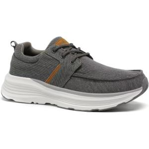 OrthoComfoot Men’s Orthopedic Outdoor Slip-On Loafers Walking Shoes: Arch Support Plantar Fasciitis Sneakers, Comfort Classic Canvas Shoes for Foot and Heel Pain(W2-gray)
