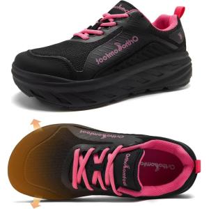 Women’s Orthopedic Diabetic Walking Shoes: Wide Toe Box Comfortable Casual Arch Support Plantar Fasciitis Orthotic Sneakers, High Arch Swollen Work Tennis Sports Shoes for Foot and Heel Pain Relief(K1-black)