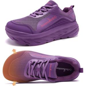 Women’s Orthopedic Diabetic Walking Shoes: Wide Toe Box Comfortable Casual Arch Support Plantar Fasciitis Orthotic Sneakers, High Arch Swollen Work Tennis Sports Shoes for Foot and Heel Pain Relief(K2-purple)