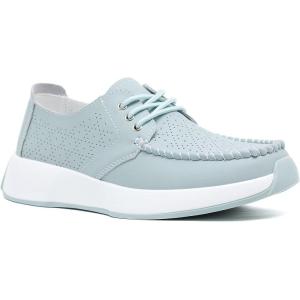 Women’s Orthopedic Leather Dress Walking Shoes: Casual Sneakers with Arch Support for Plantar Fasciitis, Comfortable Supportive Shoes with Orthotic Insoles for Foot and Heel Pain(W2-mint)