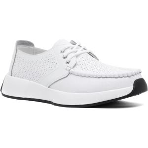 Women’s Orthopedic Leather Dress Walking Shoes: Casual Sneakers with Arch Support for Plantar Fasciitis, Comfortable Supportive Shoes with Orthotic Insoles for Foot and Heel Pain(W1-white)