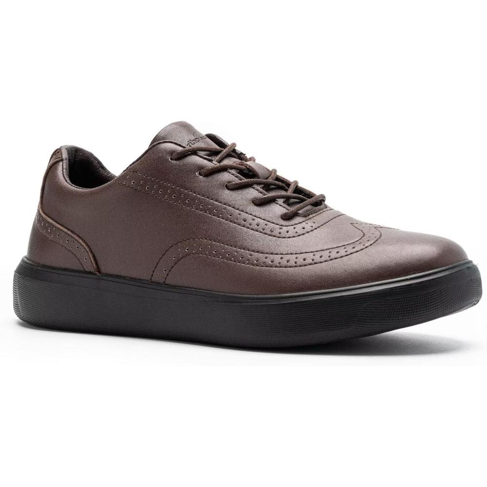 imageMens Orthopedic Leather Dress Walking Shoes Comfortable Plantar Fasciitis Oxford with Arch Support Orthotic Casual Business Flat Feet Work Shoes for Foot and Heel Pain ReliefW2brown