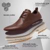 Men’s Orthopedic Business Leather Dress Shoes: Comfortable Arch Support Plantar Fasciitis Formal Tuxedo Oxford, Flat Feet Casual Modern Classic Wingtip Walking Shoes for Foot and Heel Pain Relief(W2-brown)