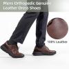 Men’s Orthopedic Leather Dress Walking Shoes: Comfortable Plantar Fasciitis Business Oxford with Arch Support, Casual Cushion Flat Feet Orthotic Walking Shoes for Foot and Heel Pain Relief(W2-brown)