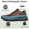 Men’s Orthopedic Leather Dress Walking Shoes: Comfortable Plantar Fasciitis Business Oxford with Arch Support, Casual Cushion Flat Feet Orthotic Walking Shoes for Foot and Heel Pain Relief(W2-brown)