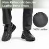 Men’s Orthopedic Leather Dress Walking Shoes: Comfortable Plantar Fasciitis Business Oxford with Arch Support, Casual Cushion Flat Feet Orthotic Walking Shoes for Foot and Heel Pain Relief(W1-black)