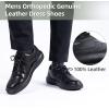 Men’s Orthopedic Leather Dress Walking Shoes: Comfortable Plantar Fasciitis Oxford with Arch Support, Orthotic Casual Business Flat Feet Work Shoes for Foot and Heel Pain Relief(W1-black)