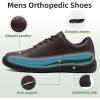 Men’s Orthopedic Leather Dress Walking Shoes: Comfortable Plantar Fasciitis Oxford with Arch Support, Orthotic Casual Business Flat Feet Work Shoes for Foot and Heel Pain Relief(W2-brown)