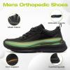 OrthoComfoot Men’s Orthopedic Fashion Sneakers for Arch Support: Comfortable Walking Shoes for Plantar Fasciitis, Casual Breathable Orthotic Outdoor Shoes for Foot and Heel Pain Relief(W1-black)