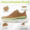 OrthoComfoot Men’s Orthopedic Fashion Sneakers for Arch Support: Comfortable Walking Shoes for Plantar Fasciitis, Casual Breathable Orthotic Outdoor Shoes for Foot and Heel Pain Relief(W2-brown)