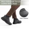 OrthoComfoot Men’s Orthopedic Leather Dress Walking Shoes: Comfortable Arch Support Oxfords for Plantar Fasciitis, Casual Orthotic Thick Sole Sneakers for Foot and Heel Pain Relief(W1-black)