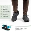 OrthoComfoot Men’s Orthopedic Leather Dress Walking Shoes: Comfortable Arch Support Oxfords for Plantar Fasciitis, Casual Orthotic Thick Sole Sneakers for Foot and Heel Pain Relief(W1-black)