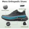 OrthoComfoot Men’s Orthopedic Leather Dress Walking Shoes: Comfortable Arch Support Oxfords for Plantar Fasciitis, Casual Orthotic Thick Sole Sneakers for Foot and Heel Pain Relief(W1-black)