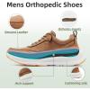OrthoComfoot Men’s Orthopedic Leather Dress Walking Shoes: Comfortable Arch Support Oxfords for Plantar Fasciitis, Casual Orthotic Thick Sole Sneakers for Foot and Heel Pain Relief(W2-brown)
