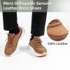 OrthoComfoot Men’s Orthopedic Leather Dress Walking Shoes: Comfortable Arch Support Oxfords for Plantar Fasciitis, Casual Orthotic Thick Sole Sneakers for Foot and Heel Pain Relief(W2-brown)
