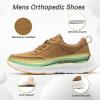 OrthoComfoot Men’s Orthopedic Leather Dress Walking Shoes: Comfortable Arch Support Plantar Fasciitis Flat Feet Sneakers, Casual Business Work Orthotic Thick Sole Foot Heel Pain Relief Oxfords(W2-brown)