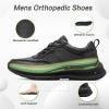 OrthoComfoot Men’s Orthopedic Leather Dress Walking Shoes: Comfortable Arch Support Plantar Fasciitis Flat Feet Sneakers, Casual Business Work Orthotic Thick Sole Foot Heel Pain Relief Oxfords(W1-black)