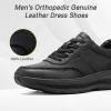 OrthoComfoot Men’s Orthopedic Leather Dress Walking Shoes: Comfortable Arch Support Plantar Fasciitis Flat Feet Sneakers, Casual Business Work Orthotic Thick Sole Foot Heel Pain Relief Oxfords(W1-black)