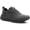 OrthoComfoot Men’s Orthopedic Leather Dress Walking Shoes: Comfortable Arch Support Oxfords for Plantar Fasciitis, Casual Orthotic Thick Sole Sneakers for Foot and Heel Pain Relief(W1-black)