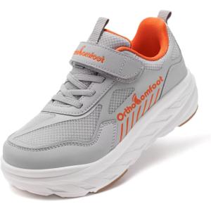 Boys Girls Kids Orthopedic Tennis Shoes: Wide Toe Box Comfortable Casual Plantar Fasciitis Arch Support School Athletic Running Sneakers, Lightweight Orthotic Sports Walking Shoes for Foot and Pain(K3-grey)