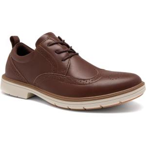 Men’s Orthopedic Business Leather Dress Shoes: Comfortable Arch Support Plantar Fasciitis Formal Tuxedo Oxford, Flat Feet Casual Modern Classic Wingtip Walking Shoes for Foot and Heel Pain Relief(W2-brown)
