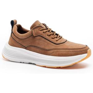 OrthoComfoot Men’s Orthopedic Leather Dress Walking Shoes: Comfortable Arch Support Oxfords for Plantar Fasciitis, Casual Orthotic Thick Sole Sneakers for Foot and Heel Pain Relief(W2-brown)