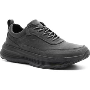 OrthoComfoot Men’s Orthopedic Leather Dress Walking Shoes: Comfortable Arch Support Oxfords for Plantar Fasciitis, Casual Orthotic Thick Sole Sneakers for Foot and Heel Pain Relief(W1-black)