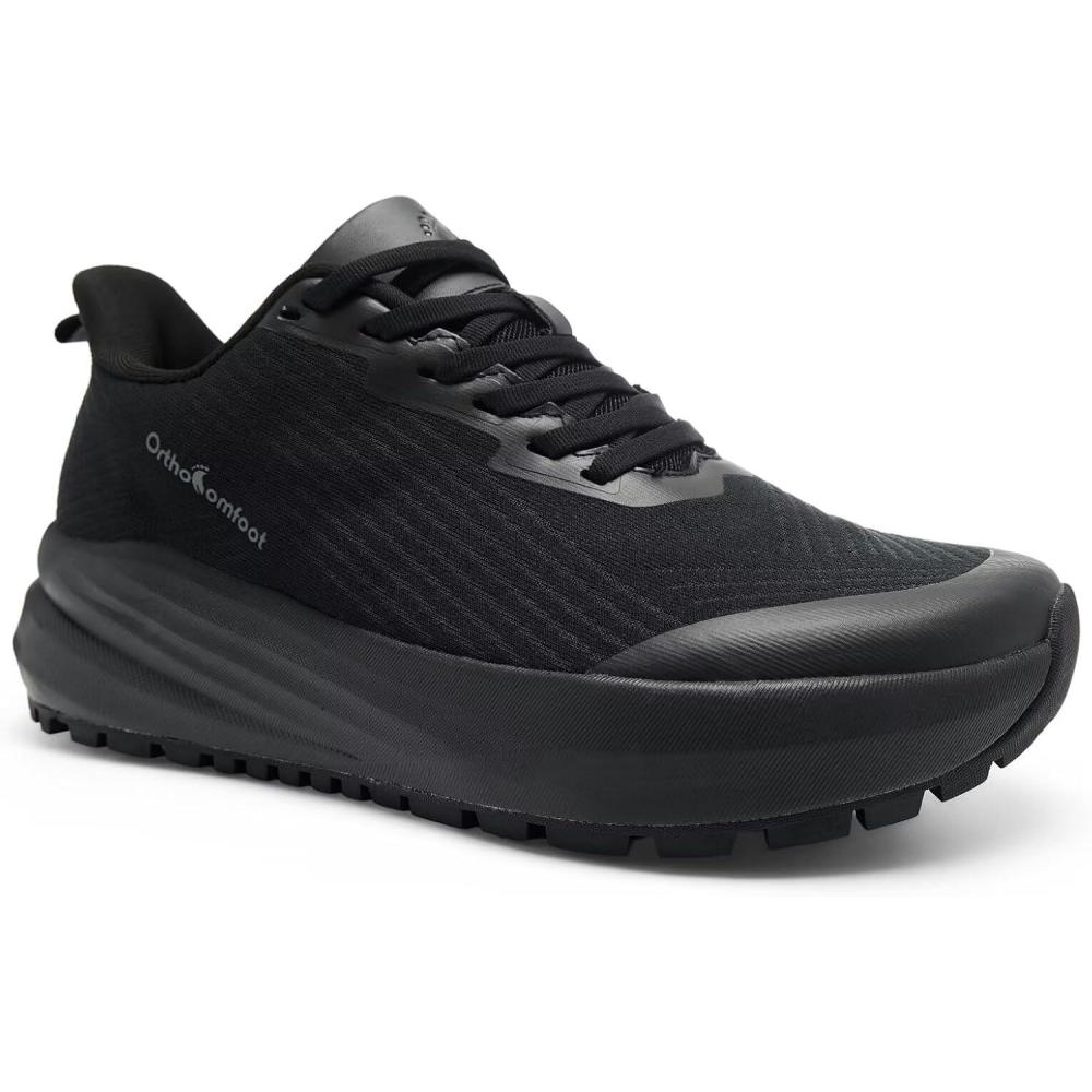 imageMens Orthopedic Wide Trail Running Shoes Comfortable Arch Support Plantar Fasciitis Diabetic Walking Shoes Orthotic Trekking Casual AllTerrain NonSlip Sneakers for Foot and Heel Pain ReliefK1black