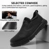 Men’s Orthopedic Wide Leather Dress Walking Shoes: Plantar Fasciitis Heel Pain Relief Arch Support Flat Feet Ergonomic Swollen Slip On Loafers, Comfort Travel Composite Toe Oxfords Black Size 11