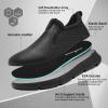 Men’s Orthopedic Wide Leather Dress Walking Shoes: Plantar Fasciitis Heel Pain Relief Arch Support Flat Feet Ergonomic Swollen Slip On Loafers, Comfort Travel Composite Toe Oxfords Black Size 11