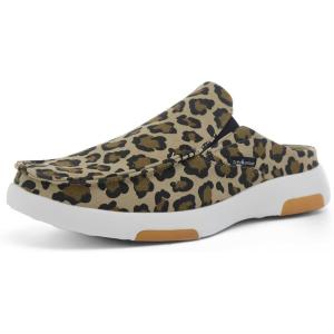 OrthoComfoot Women’s Orthopedic Slip-On Loafers Walking Shoes: Comfortable Arch Support Slippers for Plantar Fasciitis, Casual Canvas Orthotic Mule Clogs for Foot Heel Pain Relief(W13-leopard)