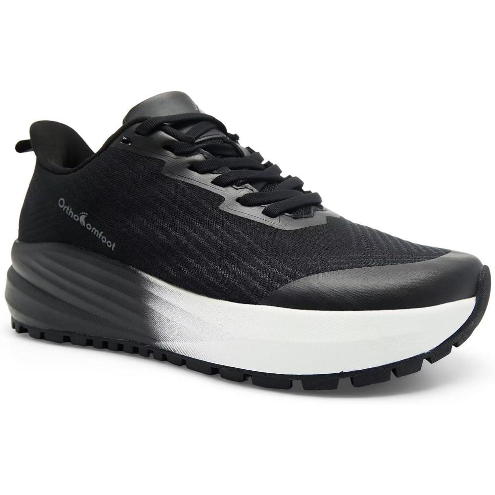 imageMens Orthopedic Wide Trail Running Shoes Comfortable Arch Support Plantar Fasciitis Diabetic Orthotic Walking Shoes Trekking Hiking AllTerrain NonSlip Sneakers for Foot and Heel Pain ReliefK1black