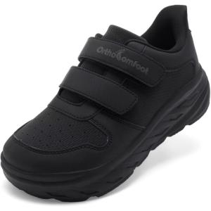 Boys Kids Orthopedic Tennis Shoes: Wide Toe Box Comfortable Casual Arch Support Plantar Fasciitis Running Sneakers, Corrective Orthotic Athletic School Sport Walking Shoes for Foot and Pain Relief(K1-black)