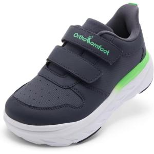 Boys Kids Orthopedic Tennis Shoes: Wide Toe Box Comfortable Casual Arch Support Plantar Fasciitis Running Sneakers, Corrective Orthotic Athletic School Sport Walking Shoes for Foot and Pain Relief(K2-grey)